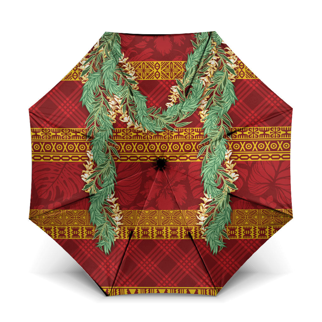 Hawai'i Paniolo Maile Twisted Lei Umbrella Hilo Royal Red