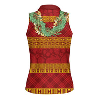 Hawai'i Paniolo Maile Twisted Lei Women Sleeveless Polo Shirt Hilo Royal Red LT7 - Polynesian Pride