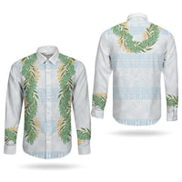 Hawai'i Paniolo Maile Twisted Lei Couples Matching Tank Maxi Dress and Long Sleeve Button Shirt Winter White LT7 - Polynesian Pride