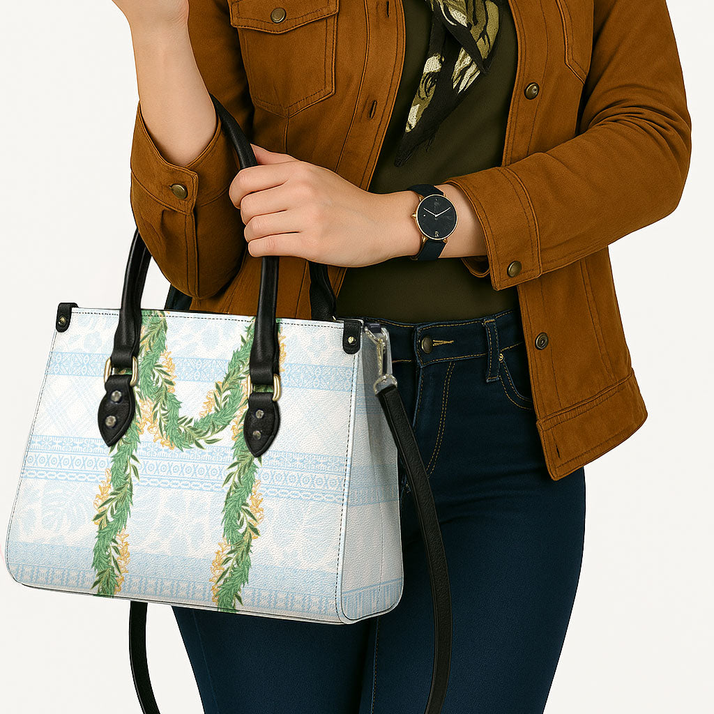 Hawai'i Paniolo Maile Twisted Lei Leather Bag Winter White LT7 - Polynesian Pride