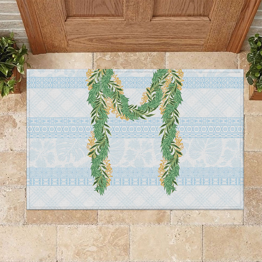 Hawai'i Paniolo Maile Twisted Lei Rubber Doormat Winter White