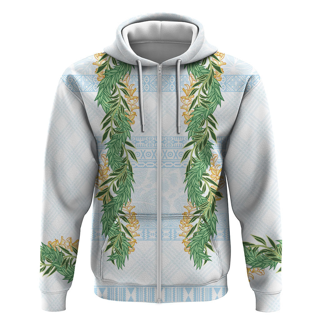 Hawai'i Paniolo Maile Twisted Lei Zip Hoodie Winter White