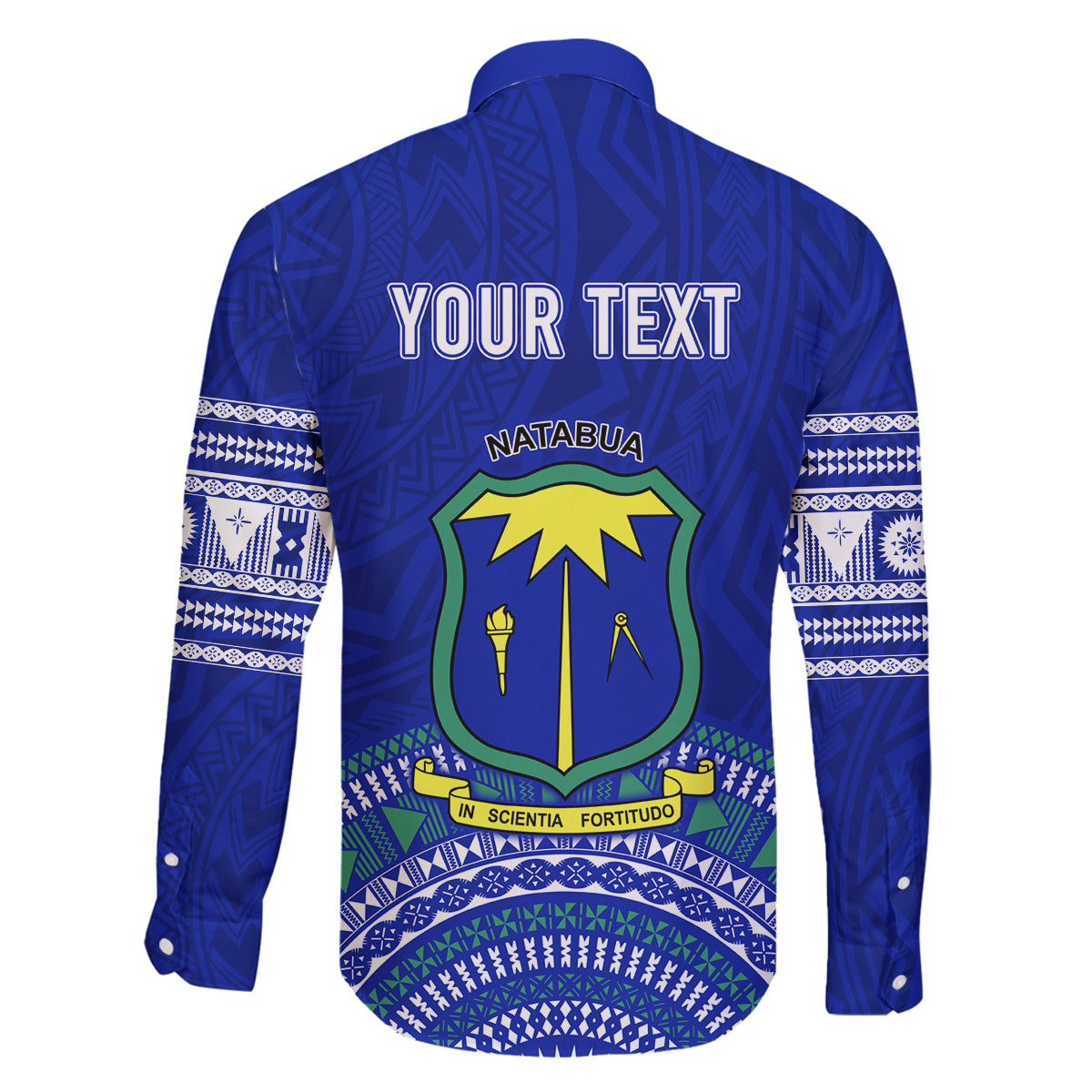 Personalised Fiji Natabua High School Family Matching Long Sleeve Bodycon Dress and Hawaiian Shirt Kaviti Tapa Mix Colors Proud NHS LT7 - Polynesian Pride