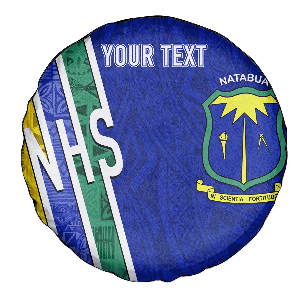 Personalised Fiji Natabua High School Spare Tire Cover Kaviti Tapa Mix Colors Proud NHS LT7 Blue - Polynesian Pride