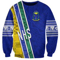 Personalised Fiji Natabua High School Sweatshirt Kaviti Tapa Mix Colors Proud NHS LT7 Unisex Blue - Polynesian Pride