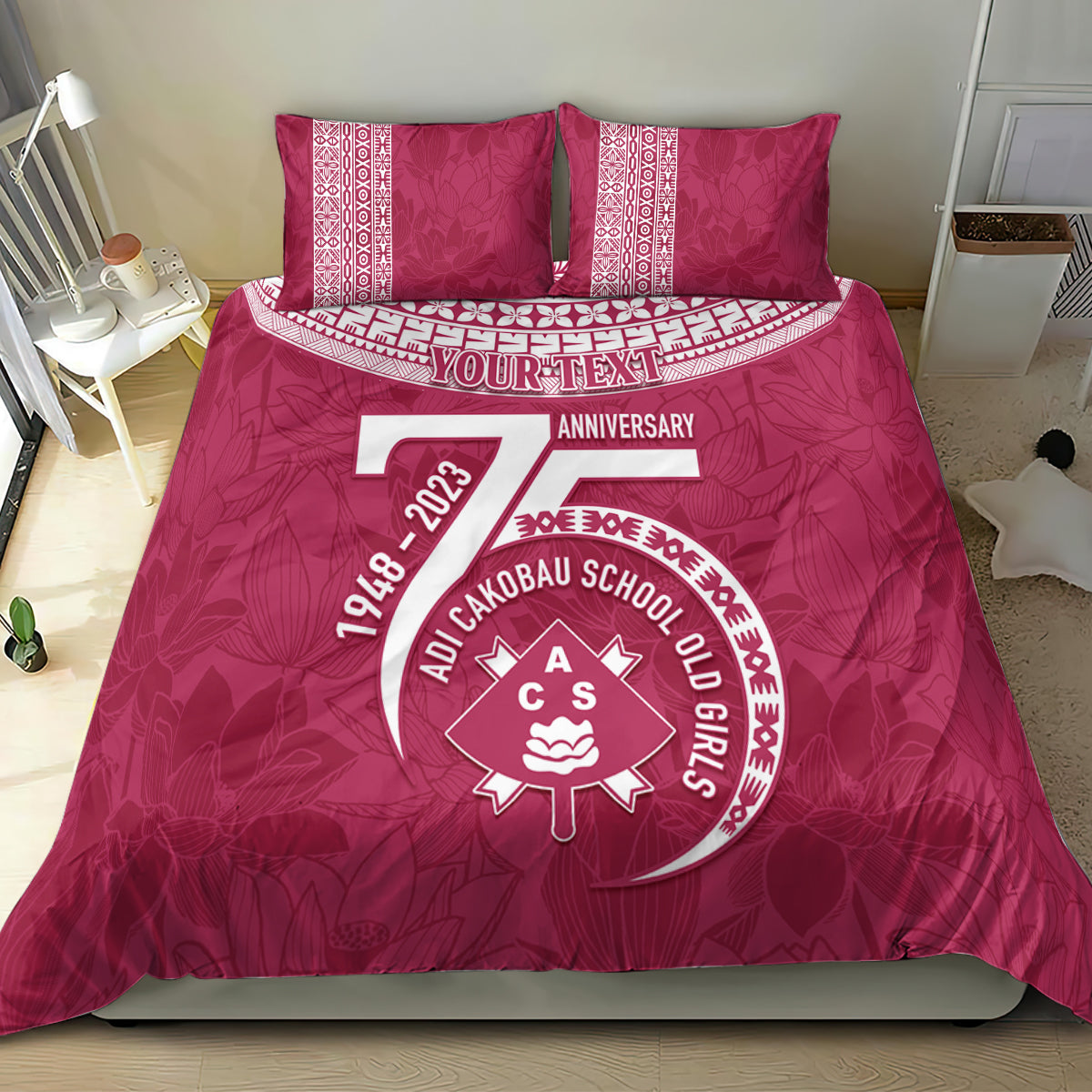Personalised Fiji Adi Cakobau School Bedding Set ACS Old Girls Lotus Mix Masi LT7 - Polynesian Pride