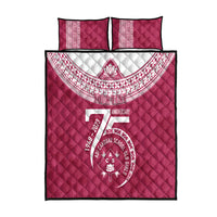 Personalised Fiji Adi Cakobau School Quilt Bed Set ACS Old Girls Lotus Mix Masi LT7 Crimson - Polynesian Pride