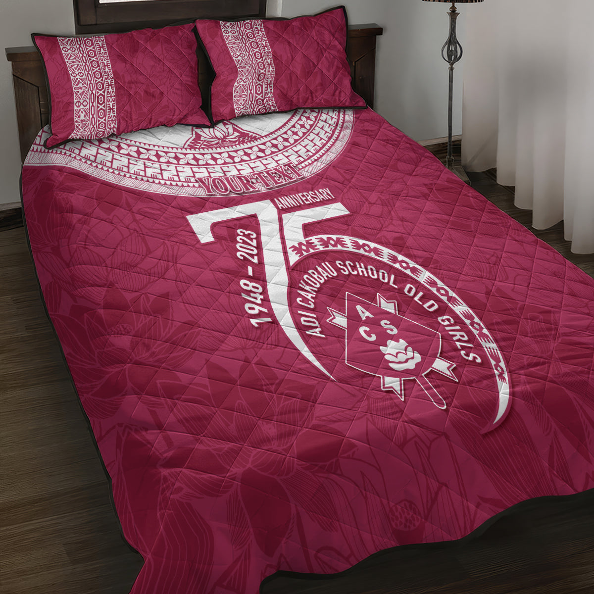 Personalised Fiji Adi Cakobau School Quilt Bed Set ACS Old Girls Lotus Mix Masi LT7 - Polynesian Pride