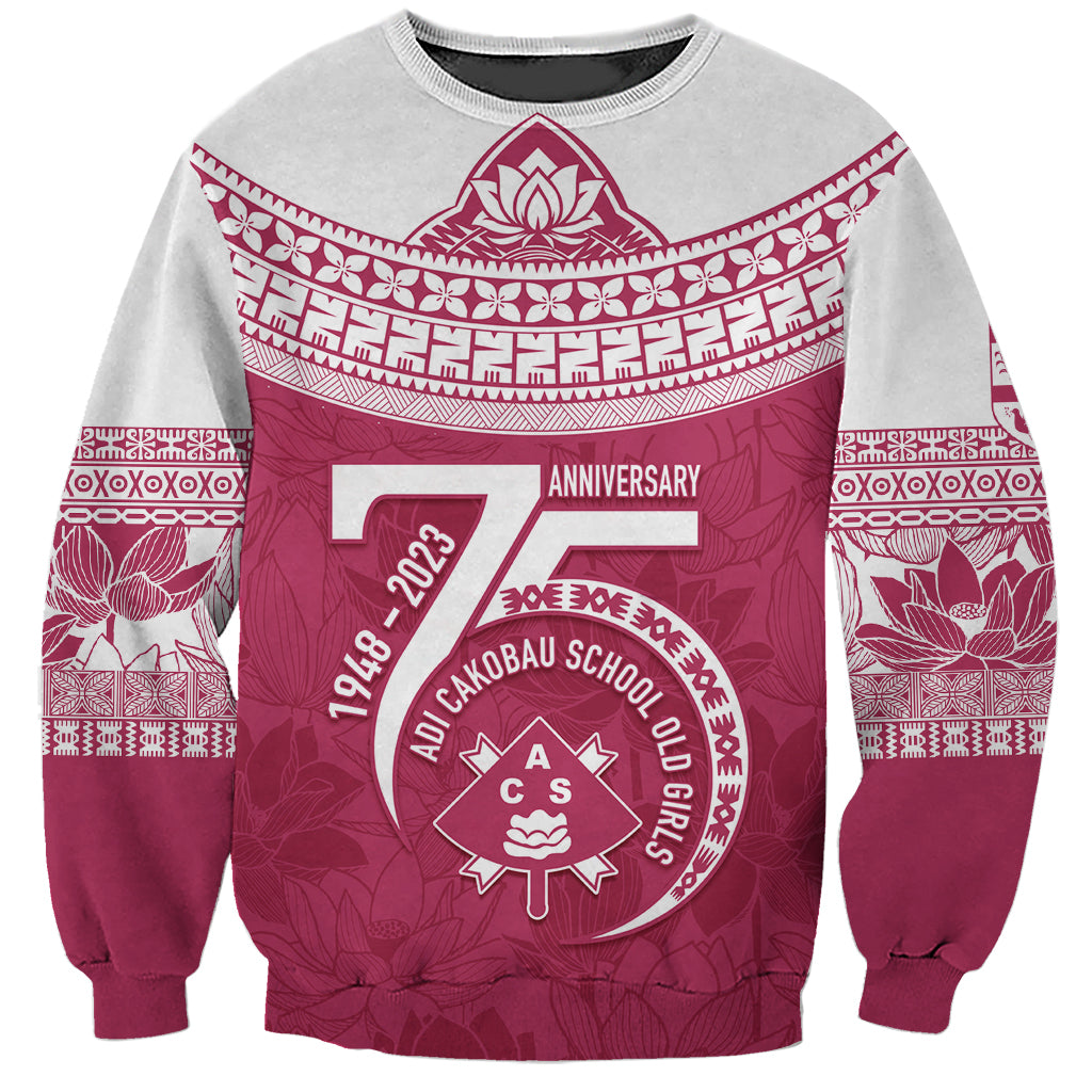 Personalised Fiji Adi Cakobau School Sweatshirt ACS Old Girls Lotus Mix Masi LT7 Unisex Crimson - Polynesian Pride