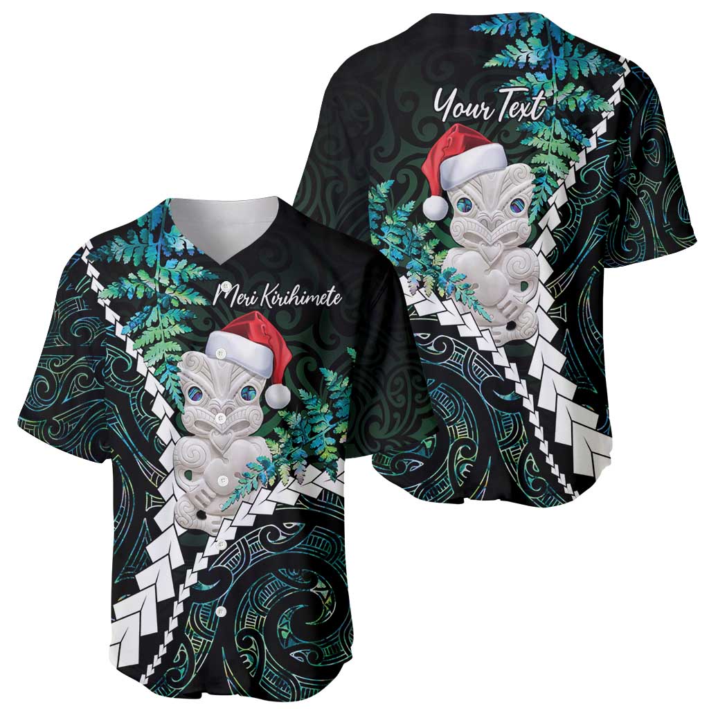 New Zealand Personalised Baseball Jersey Meri Kirihimete Kowhaiwhai Mix Paua Shell - Emerald LT7 - Polynesian Pride
