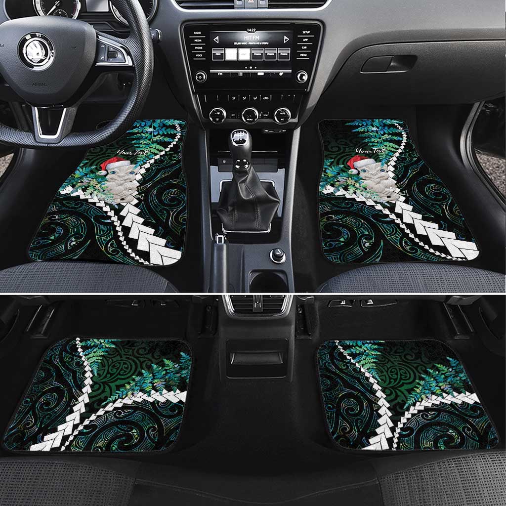 New Zealand Personalised Car Mats Meri Kirihimete Kowhaiwhai Mix Paua Shell - Emerald