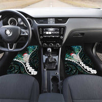 New Zealand Personalised Car Mats Meri Kirihimete Kowhaiwhai Mix Paua Shell - Emerald