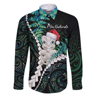 New Zealand Personalised Family Matching Tank Maxi Dress and Hawaiian Shirt Meri Kirihimete Kowhaiwhai Mix Paua Shell - Emerald