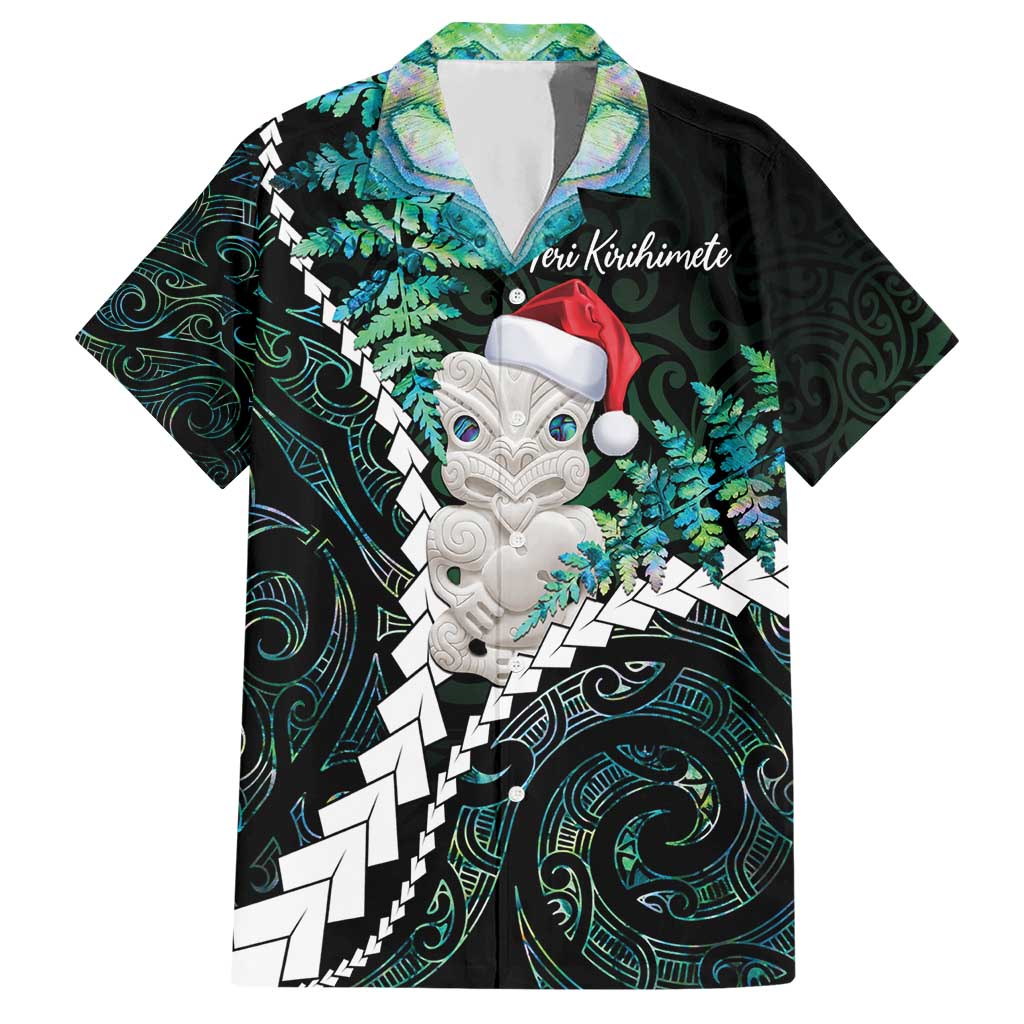 New Zealand Personalised Hawaiian Shirt Meri Kirihimete Kowhaiwhai Mix Paua Shell - Emerald LT7 Green - Polynesian Pride