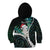 New Zealand Personalised Kid Hoodie Meri Kirihimete Kowhaiwhai Mix Paua Shell - Emerald