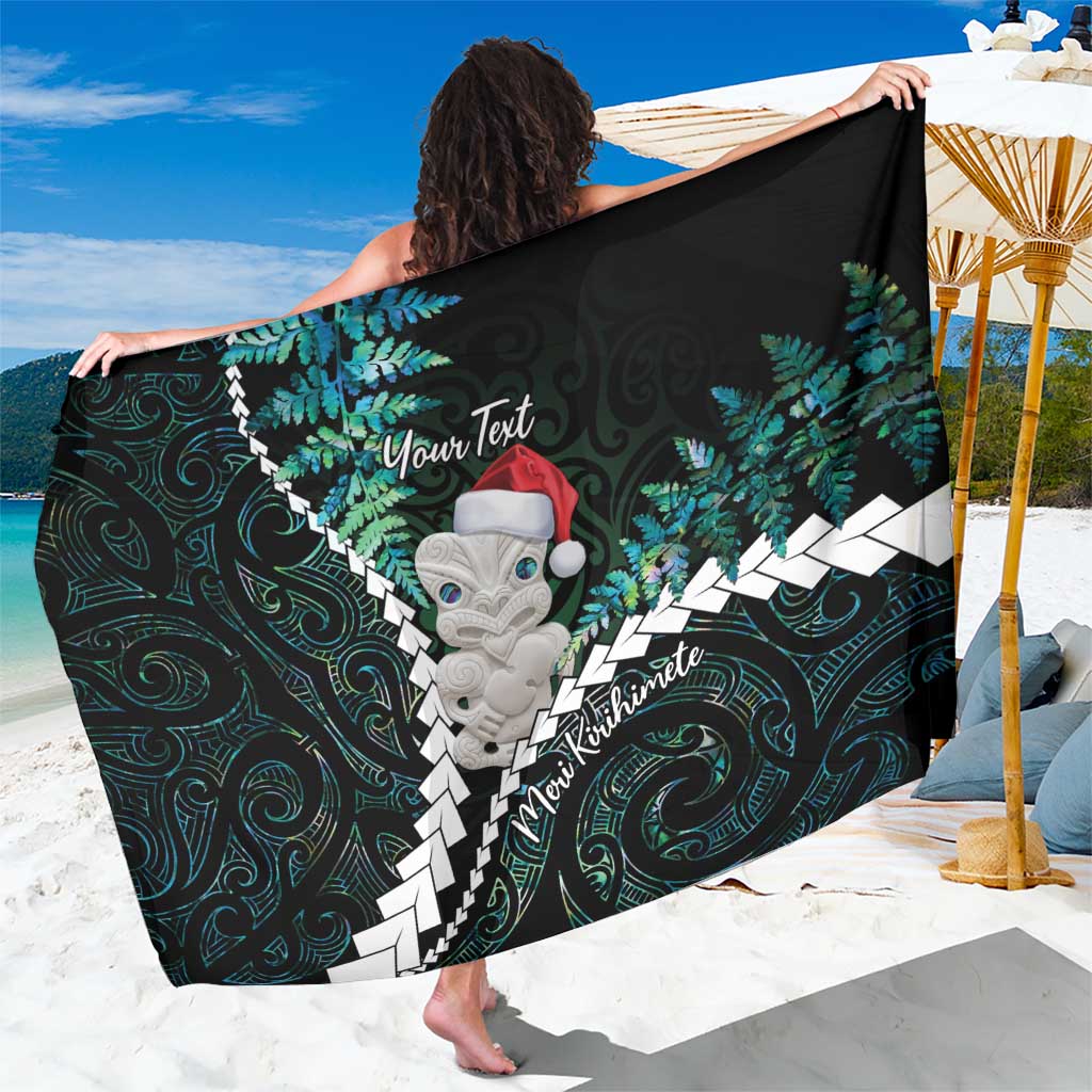 New Zealand Personalised Sarong Meri Kirihimete Kowhaiwhai Mix Paua Shell - Emerald LT7 One Size 44 x 66 inches Green - Polynesian Pride