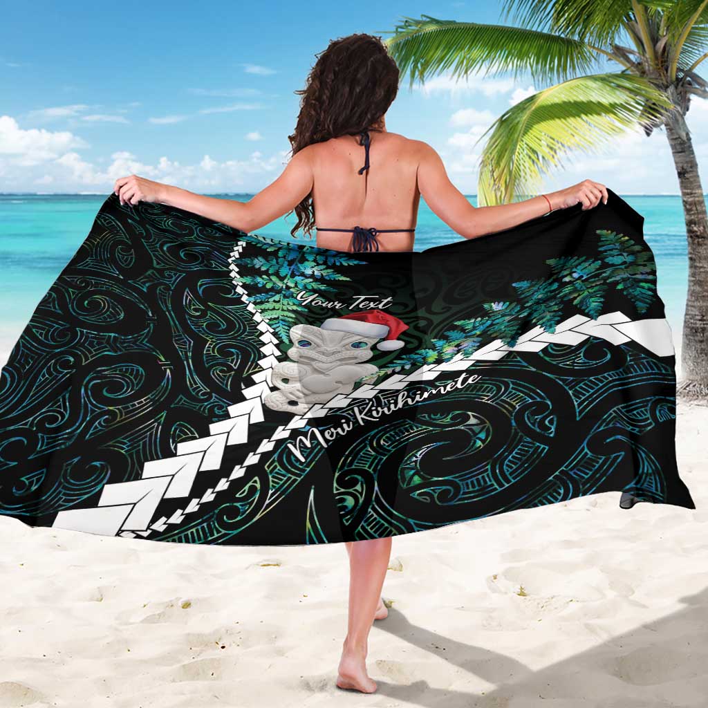 New Zealand Personalised Sarong Meri Kirihimete Kowhaiwhai Mix Paua Shell - Emerald LT7 - Polynesian Pride