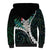 New Zealand Personalised Sherpa Hoodie Meri Kirihimete Kowhaiwhai Mix Paua Shell - Emerald