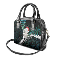 New Zealand Personalised Shoulder Handbag Meri Kirihimete Kowhaiwhai Mix Paua Shell - Emerald
