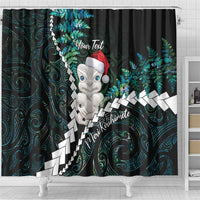 New Zealand Personalised Shower Curtain Meri Kirihimete Kowhaiwhai Mix Paua Shell - Emerald LT7 - Polynesian Pride