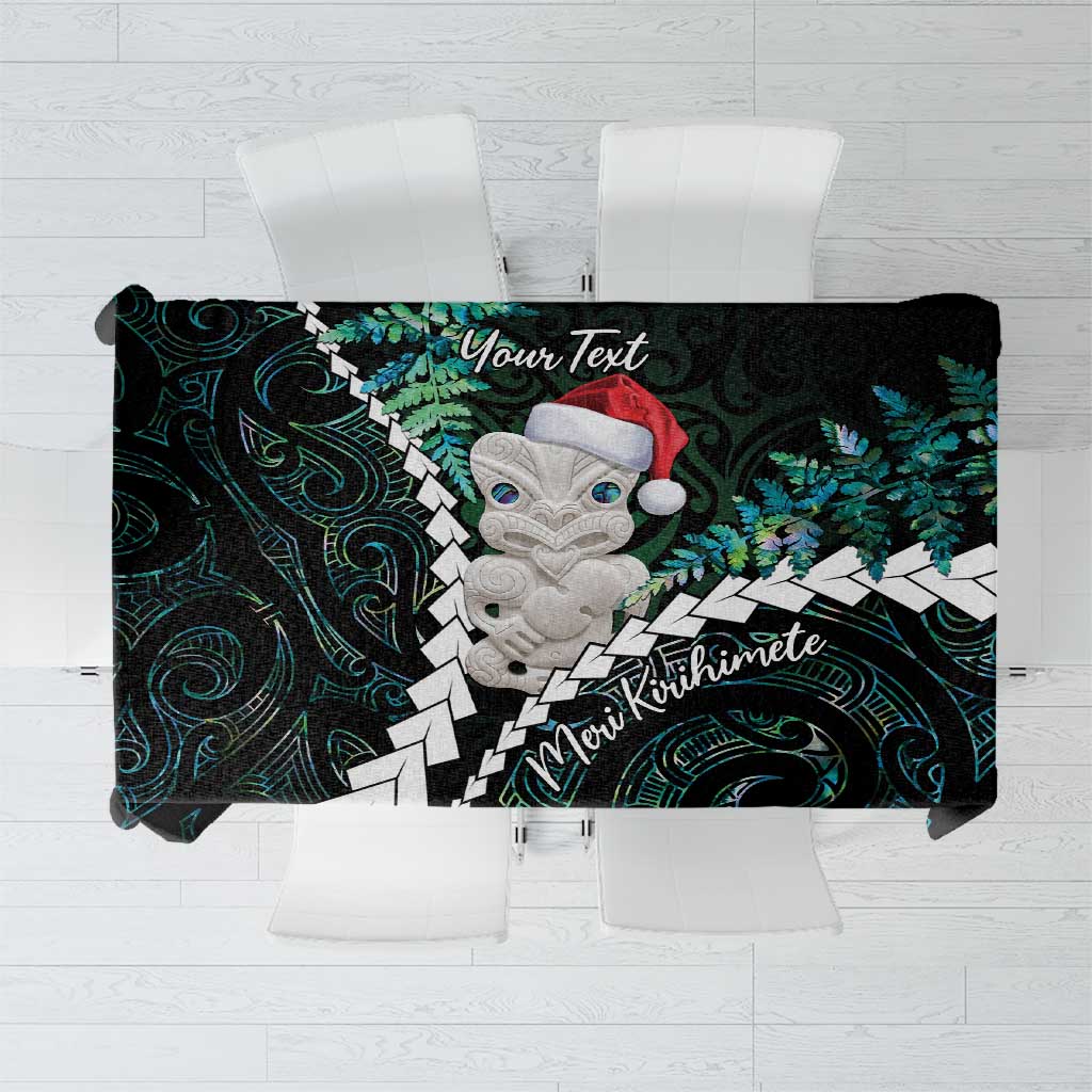 New Zealand Personalised Tablecloth Meri Kirihimete Kowhaiwhai Mix Paua Shell - Emerald LT7 Green - Polynesian Pride