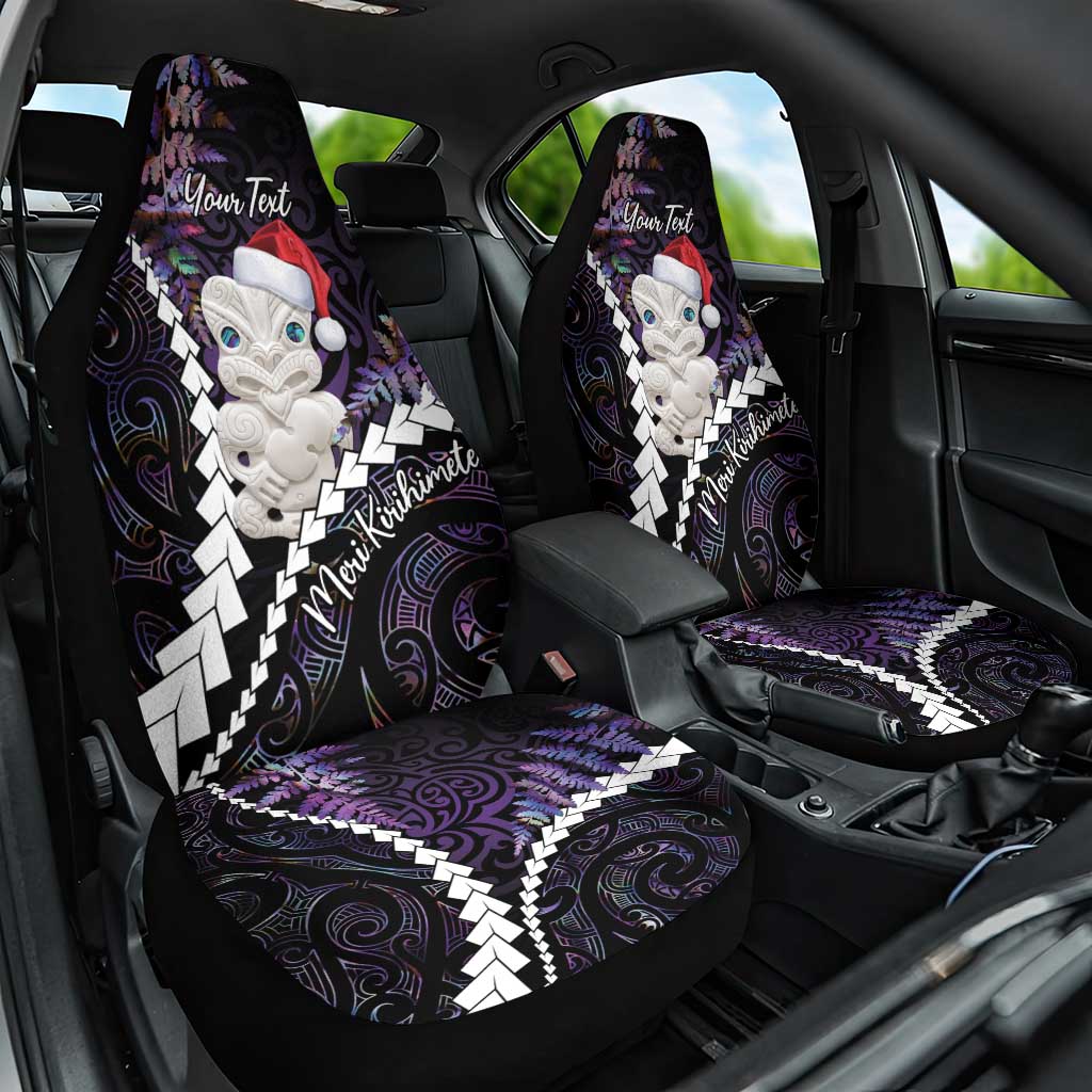 New Zealand Personalised Car Seat Cover Meri Kirihimete Kowhaiwhai Mix Paua Shell - Amethys