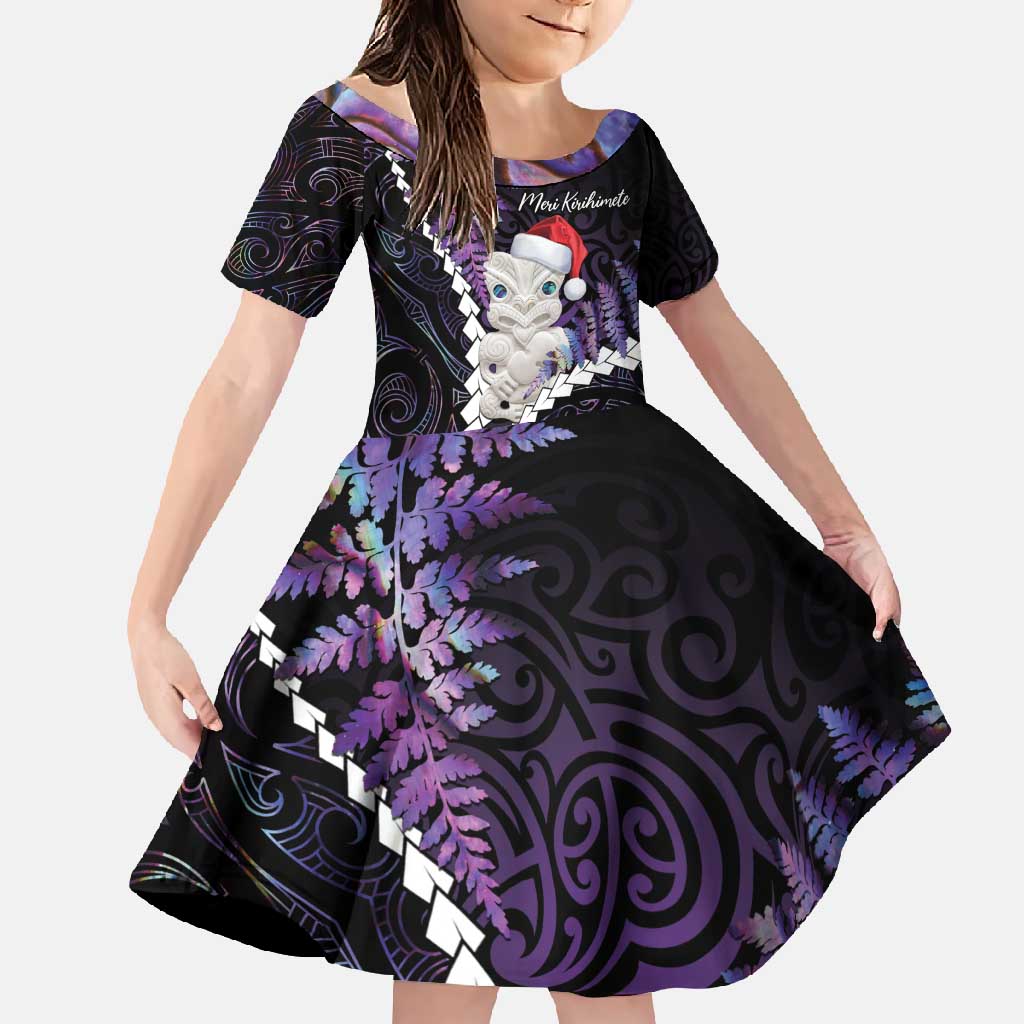 New Zealand Personalised Family Matching Mermaid Dress and Hawaiian Shirt Meri Kirihimete Kowhaiwhai Mix Paua Shell - Amethys