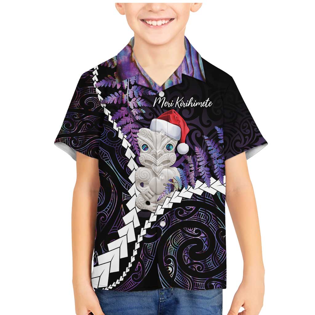 New Zealand Personalised Family Matching Mermaid Dress and Hawaiian Shirt Meri Kirihimete Kowhaiwhai Mix Paua Shell - Amethys