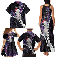 New Zealand Personalised Family Matching Tank Maxi Dress and Hawaiian Shirt Meri Kirihimete Kowhaiwhai Mix Paua Shell - Amethys