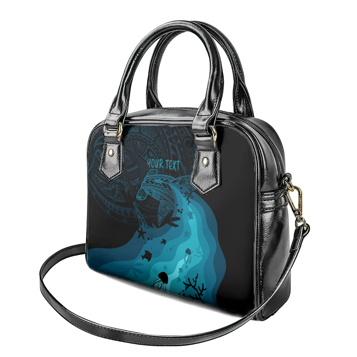 Polynesian Shark Shoulder Handbag Under The Waves LT7 - Polynesian Pride