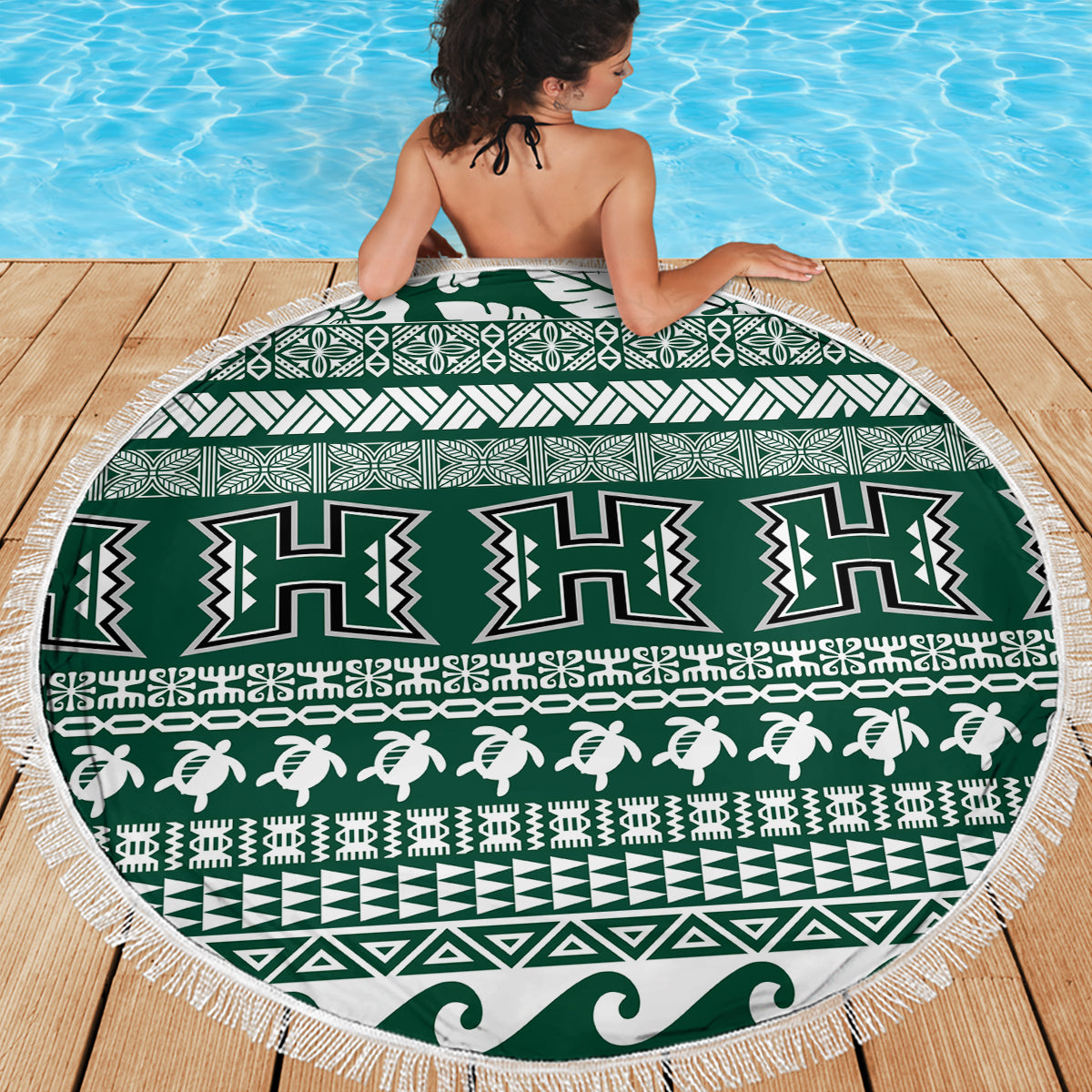 Hawaii Rainbow Warriors Christmas Beach Blanket Kakau Motifs LT7 - Polynesian Pride