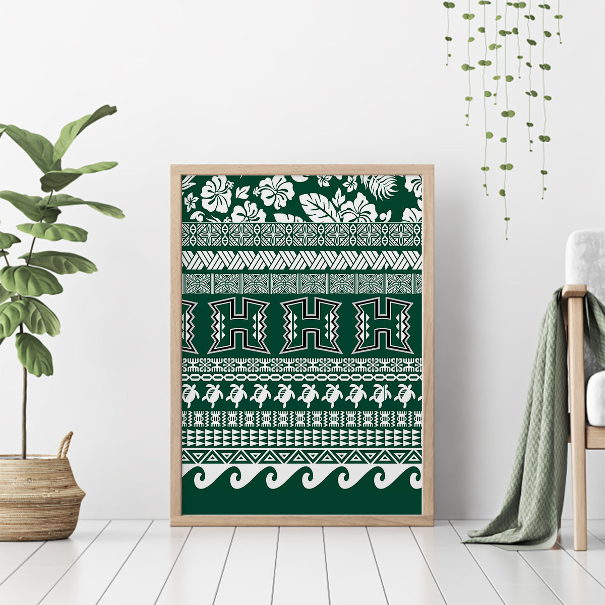 Hawaii Rainbow Warriors Christmas Canvas Wall Art Kakau Motifs LT7 - Polynesian Pride