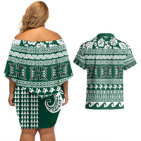 Hawaii Rainbow Warriors Christmas Couples Matching Off Shoulder Short Dress and Hawaiian Shirt Kakau Motifs LT7 - Polynesian Pride