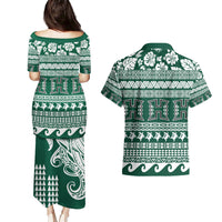 Hawaii Rainbow Warriors Christmas Couples Matching Puletasi Dress and Hawaiian Shirt Kakau Motifs LT7 - Polynesian Pride
