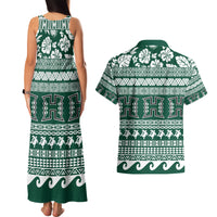 Hawaii Rainbow Warriors Christmas Couples Matching Tank Maxi Dress and Hawaiian Shirt Kakau Motifs LT7 - Polynesian Pride