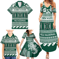 Hawaii Rainbow Warriors Christmas Family Matching Summer Maxi Dress and Hawaiian Shirt Kakau Motifs LT7 - Polynesian Pride
