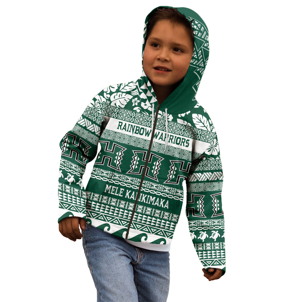 Hawaii Rainbow Warriors Christmas Kid Hoodie Kakau Motifs LT7 - Polynesian Pride
