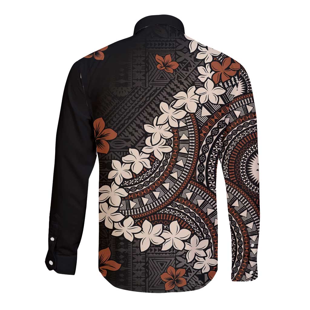 Bula Fiji Women's Day Long Sleeve Button Shirt Classic Masi Tapa