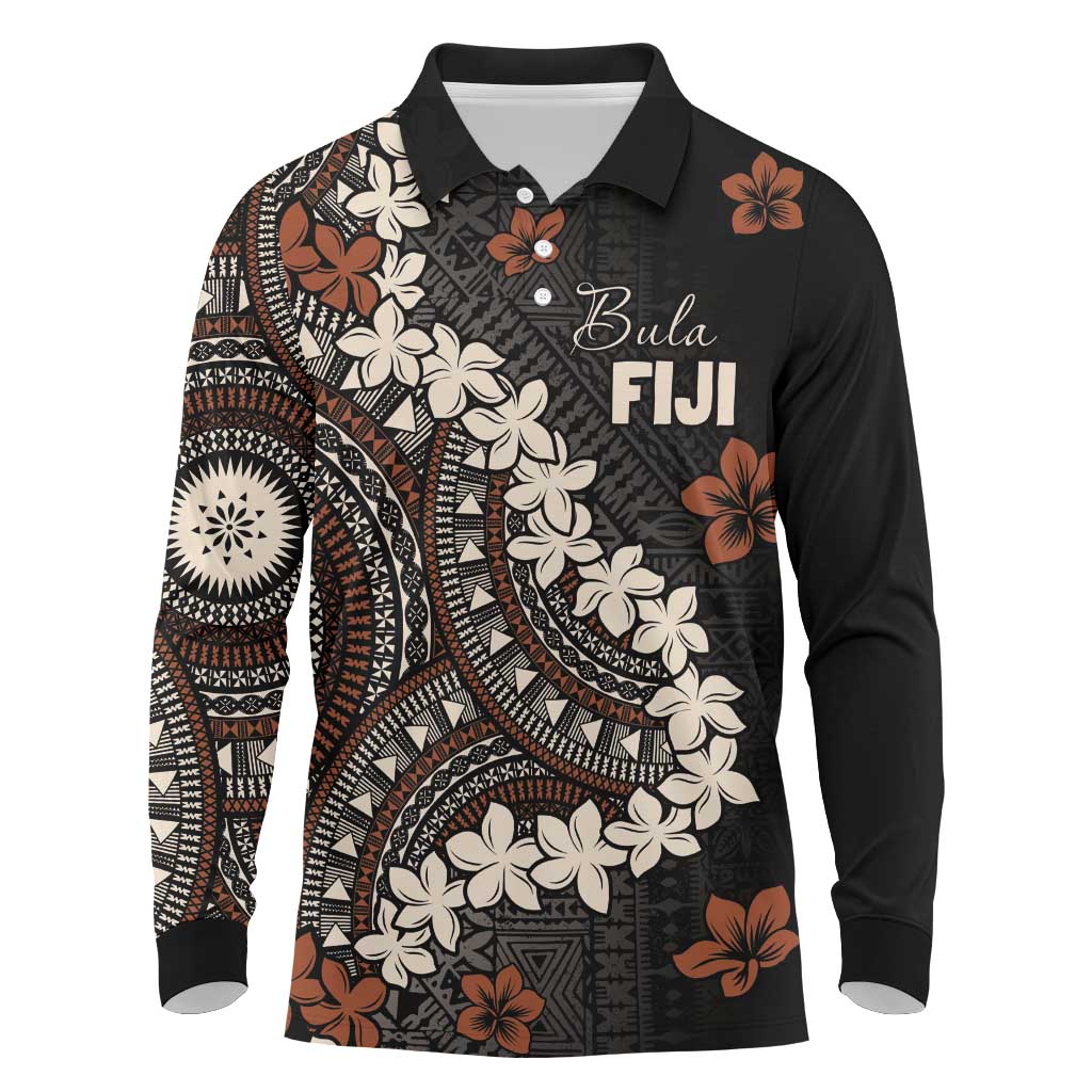 Bula Fiji Women's Day Long Sleeve Polo Shirt Classic Masi Tapa