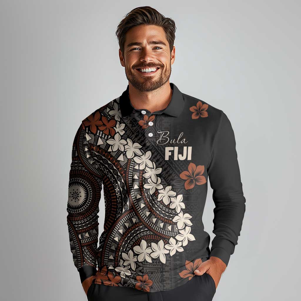 Bula Fiji Women's Day Long Sleeve Polo Shirt Classic Masi Tapa