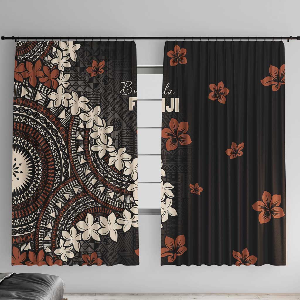 Bula Fiji Women's Day Window Curtain Classic Masi Tapa LT7 With Hooks Brown - Polynesian Pride