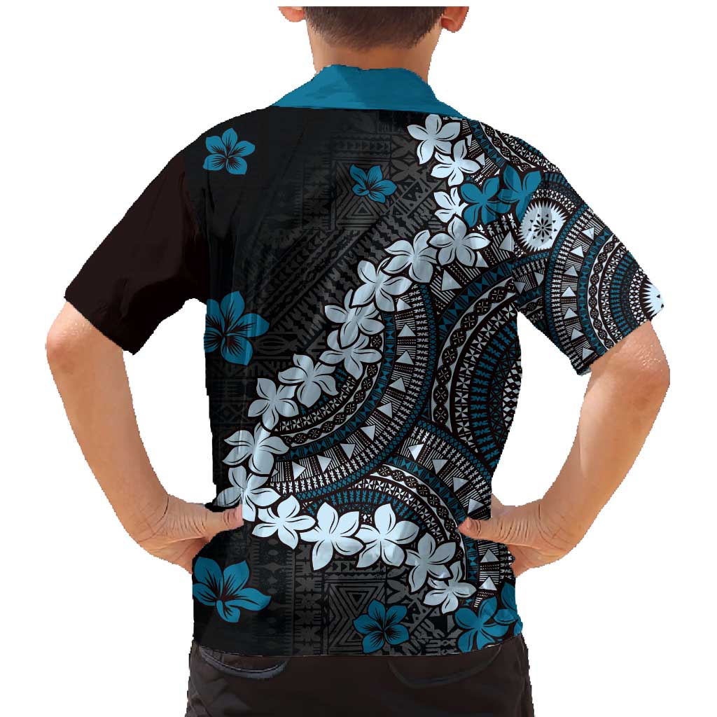 Bula Fiji Women's Day Family Matching Mermaid Dress and Hawaiian Shirt Indigo Masi Tapa LT7 - Polynesian Pride
