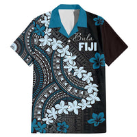 Bula Fiji Women's Day Family Matching Mermaid Dress and Hawaiian Shirt Indigo Masi Tapa LT7 Dad's Shirt - Short Sleeve Indigo - Polynesian Pride