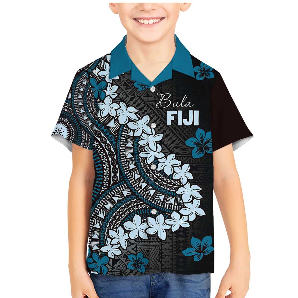 Bula Fiji Women's Day Family Matching Mermaid Dress and Hawaiian Shirt Indigo Masi Tapa LT7 Son's Shirt Indigo - Polynesian Pride