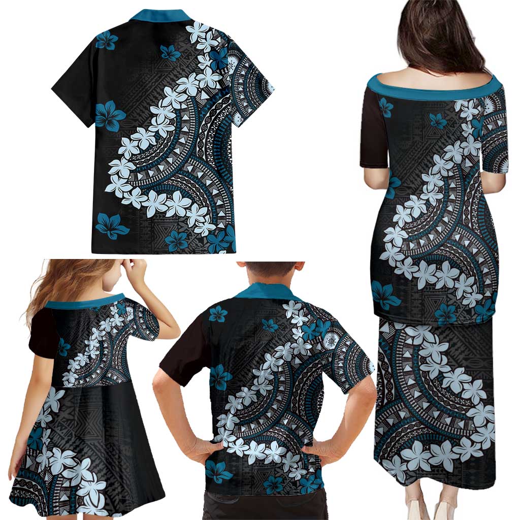 Bula Fiji Women's Day Family Matching Puletasi and Hawaiian Shirt Indigo Masi Tapa LT7 - Polynesian Pride