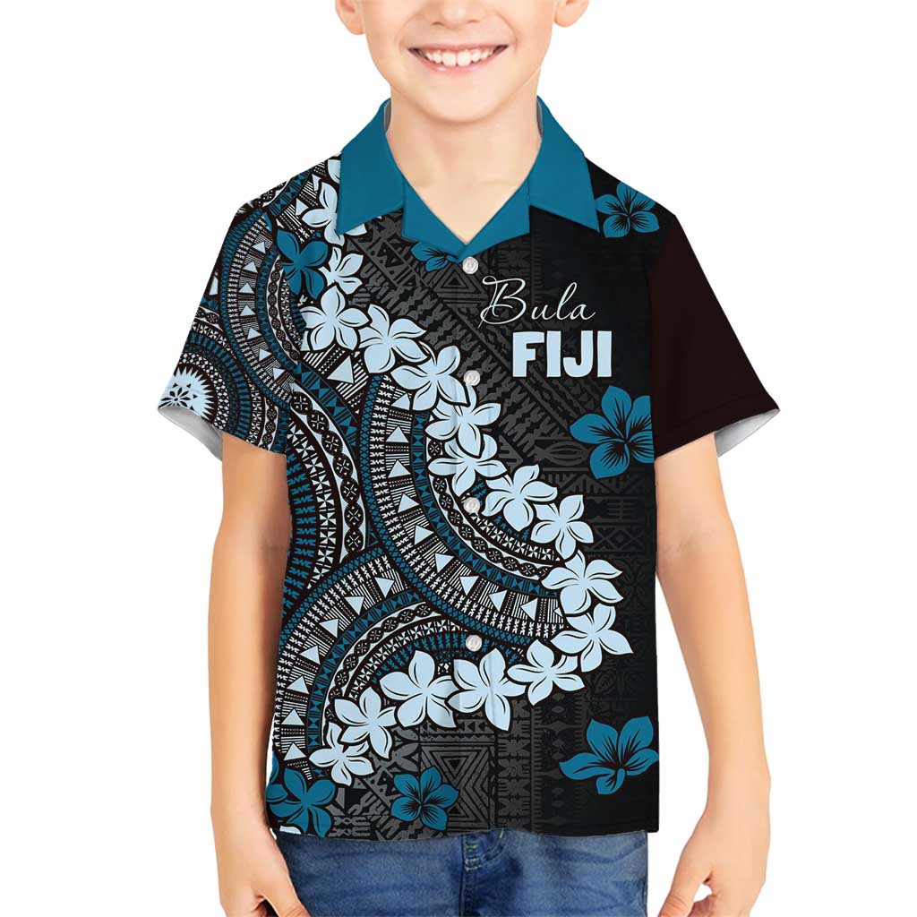Bula Fiji Women's Day Family Matching Puletasi and Hawaiian Shirt Indigo Masi Tapa LT7 Son's Shirt Indigo - Polynesian Pride