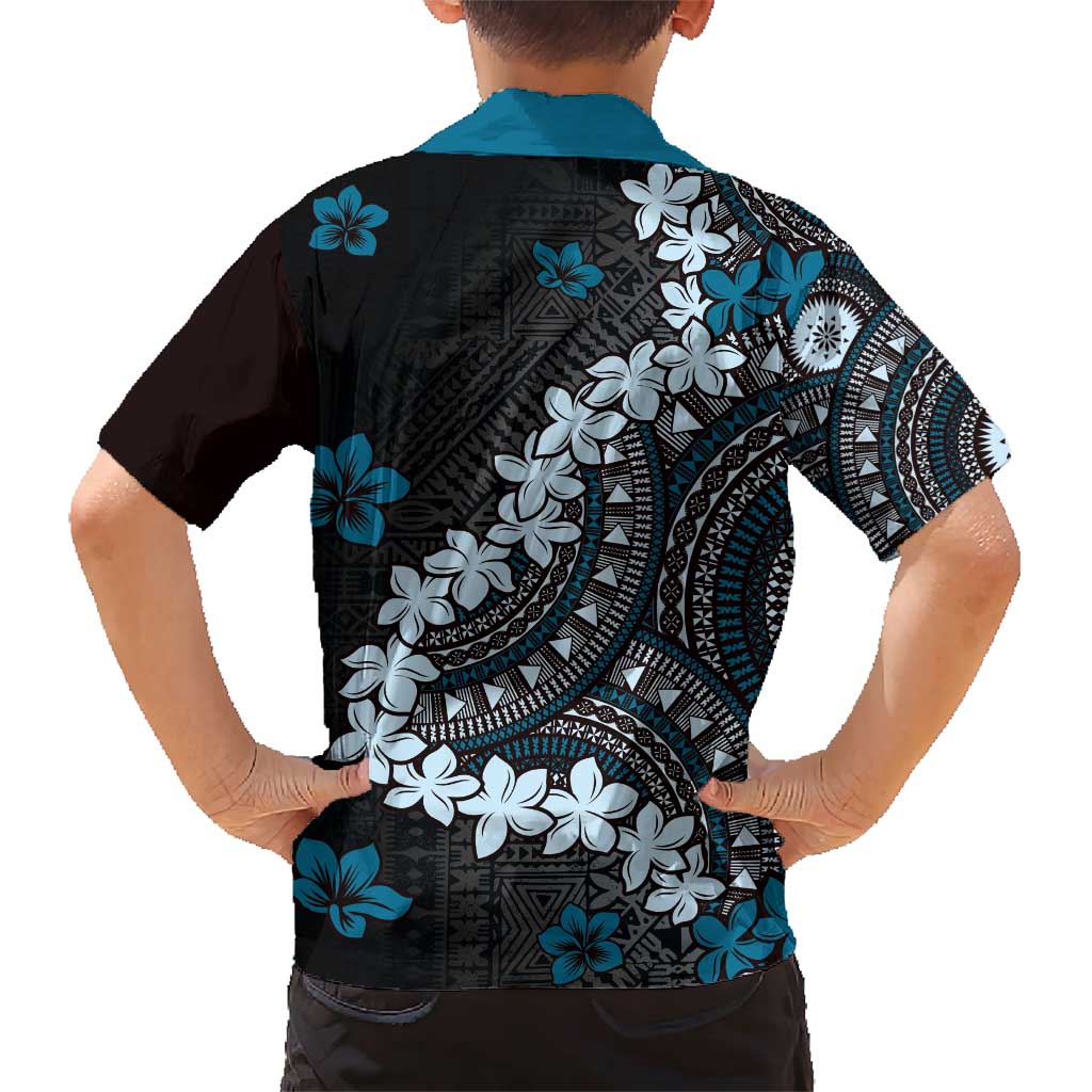 Bula Fiji Women's Day Family Matching Short Sleeve Bodycon Dress and Hawaiian Shirt Indigo Masi Tapa LT7 - Polynesian Pride