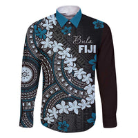 Bula Fiji Women's Day Family Matching Short Sleeve Bodycon Dress and Hawaiian Shirt Indigo Masi Tapa LT7 Dad's Shirt - Long Sleeve Indigo - Polynesian Pride