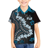 Bula Fiji Women's Day Family Matching Short Sleeve Bodycon Dress and Hawaiian Shirt Indigo Masi Tapa LT7 Son's Shirt Indigo - Polynesian Pride