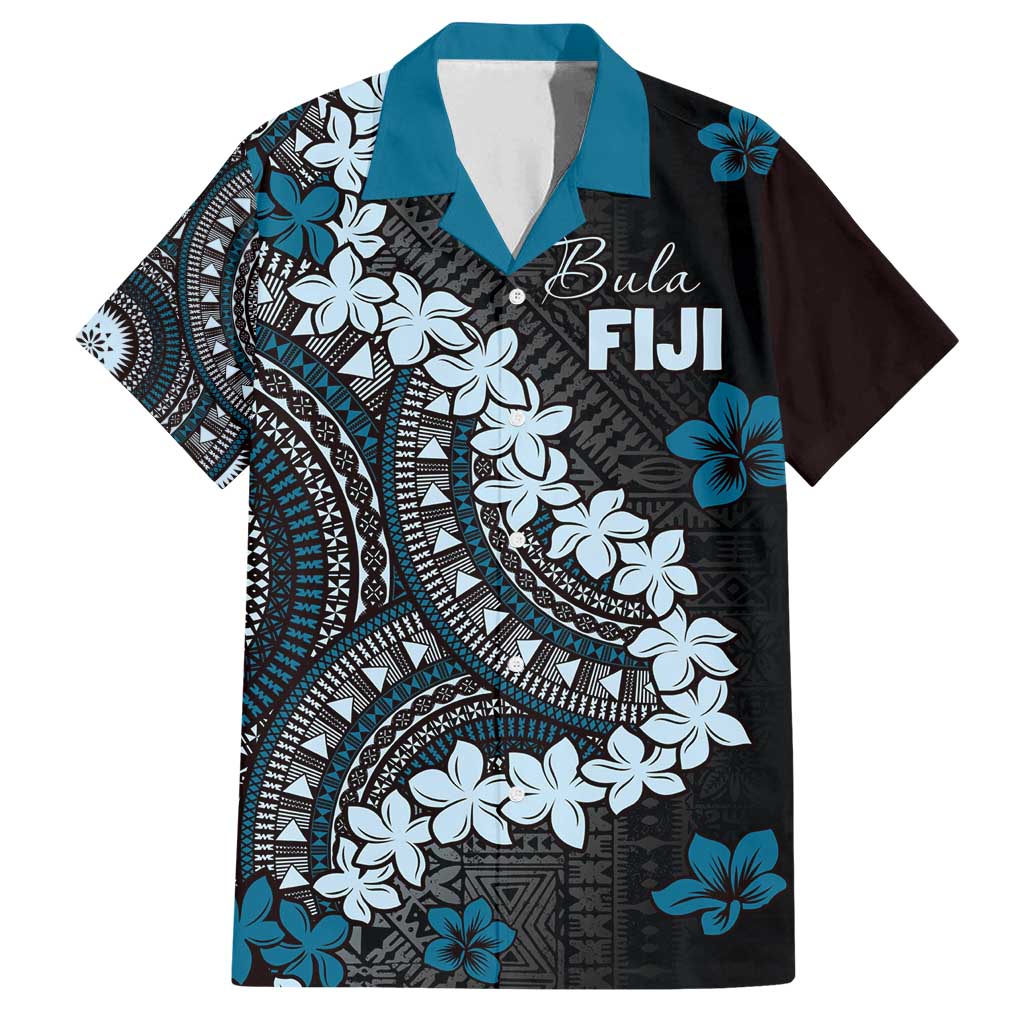 Bula Fiji Women's Day Family Matching Summer Maxi Dress and Hawaiian Shirt Indigo Masi Tapa LT7 Dad's Shirt - Short Sleeve Indigo - Polynesian Pride